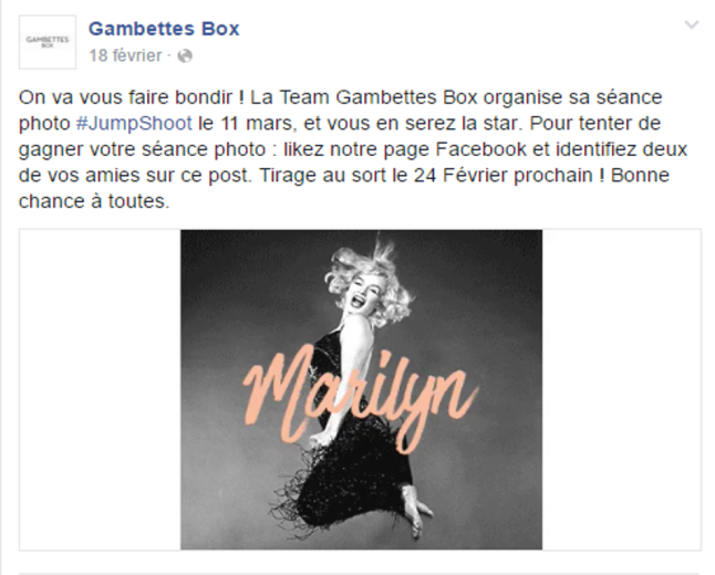 Post Facebook Concours Gambettes Box